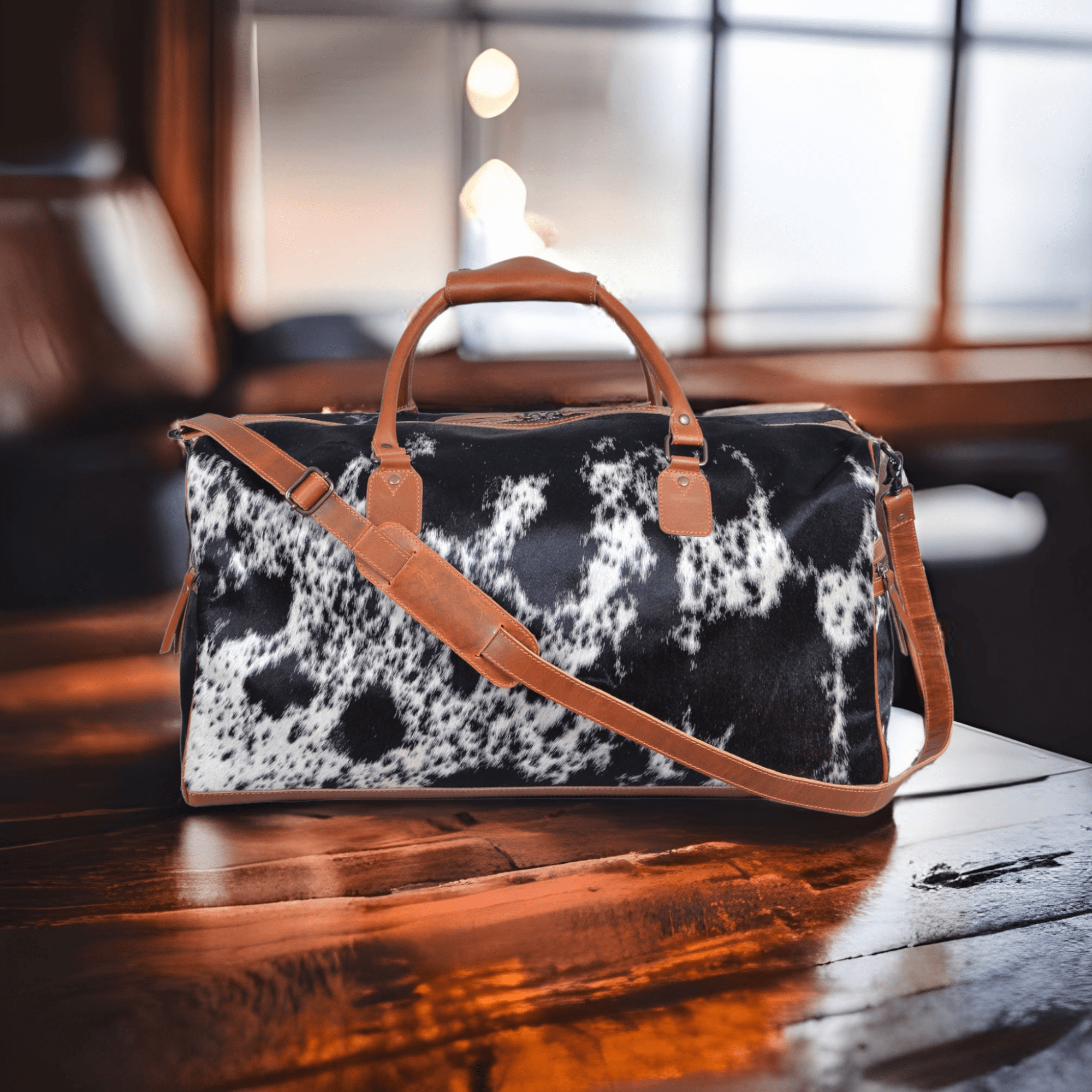 The Highlands Black Large Genuine Cowhide Weekender Duffel Luggage & BagsRanch Junkie